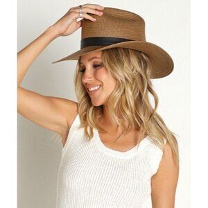 JANESSA LEONE Women's Dawson Brown Hat Size Medium NEW NWT